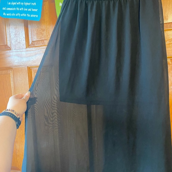 Charlotte Russe maxi skirt slit sheer panel size L - Picture 2 of 4